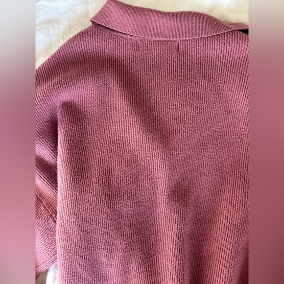 Lulu's Mauve Pink Collared Knit Long Sleeve Top Sweater - Picture 6 of 6